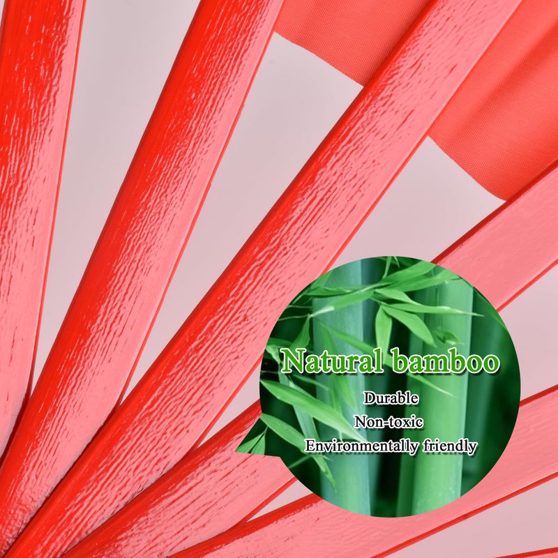 HONSHEN Bamboo Large Red Folding Hand Fans KunFu Fan for Events Dance Performance Festivals Gift (All Red) - Image 5